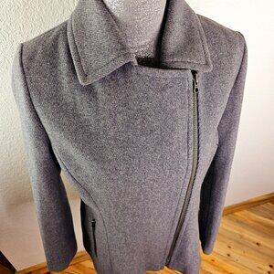 Kristen Blake Asymmetrical Wool Blend Full Zip Jacket Gray Size Medium